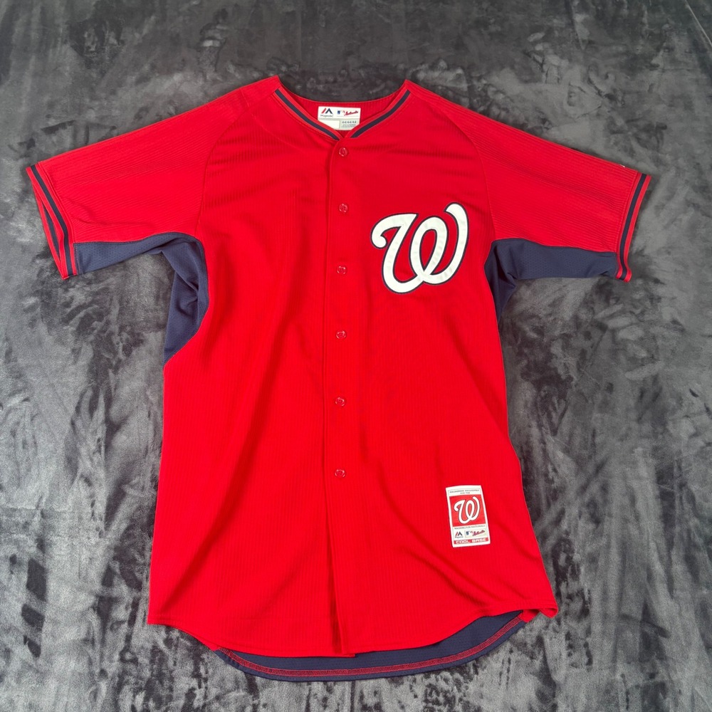 Majestic Baseball Jersey Mens 44 Red Washington Nationals Authentic Cool Base